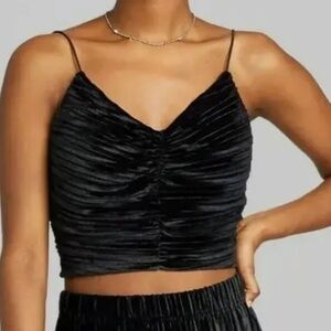 NEW Wild Fable Glam Rock Goth Punk Witchy Vampy Emo Cinched Velvet Tank Black M